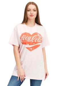 Junk Food Clothing Women's Cotton Coca-Cola Heart T-Shirt (Blush, Small) - Picture 1 of 5
