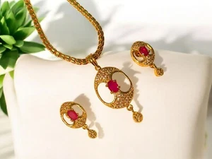 AD CZ Sale Indian Jewellery Traditional Pendent Fashion Ethnic Glamour Party - Picture 1 of 31
