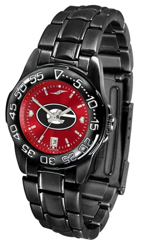 Georgia Bulldogs Women Ladies AnoChrome Fantom Black Sport Watch & Wallet Cover