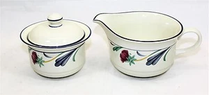Lenox Chinastone Creamer and Sugar Bowl With Lid Poppies in Blue - Picture 1 of 5