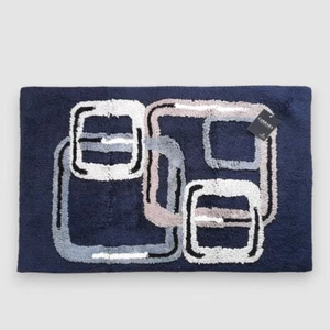 CARRARA 1500g ASAKO blue cotton bathroom rug - Picture 1 of 2