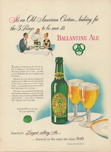 1947 Ballantine Ale Purity Body Flavor 3 Rings Couple Dinner Print Ad - Picture 1 of 1