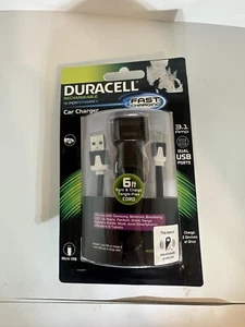 Duracell Model Pro198 Car Charger 6 Ft Cord Sync Charge 3.1 Amp Dual USB Ports - Picture 1 of 3