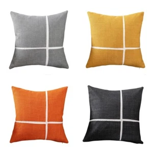 Funda de cojín de lino y algodón a rayas para el hogar sofá dormitorio funda de almohada decoración 18"" - Imagen 1 de 10