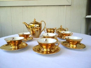 vintage art deco grizelle germany gold plated lustre coffee set for 6 coffee pot - Bild 1 von 6