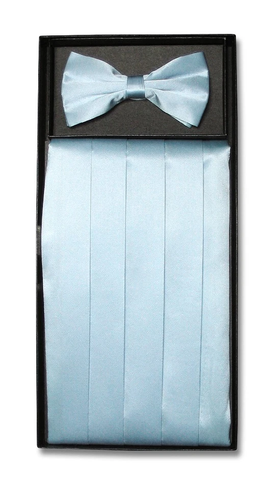 Conjunto de pajarita de seda con fajarita y pajarita color liso para hombre más de 25 colores Foto 1 de 2