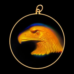9ct Gold Hologram Pendant - Eagle Head (Large) - No Chain - Picture 1 of 3