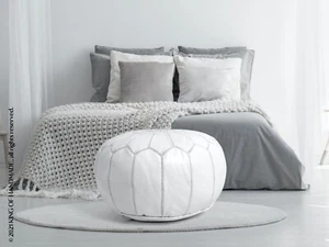Leder Pouf GESTOPFT - Marokkanischer Ottomane Fußhocker, Fußstütze Pouf, Boho Deko - Bild 1 von 10