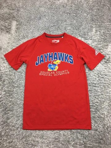 KU Jayhawk Shirt Mens Size Extra Small Red Short Sleeve Adidas Ultimate Tee 11 Cover