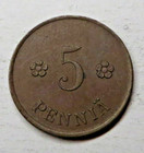 Finland 5 Pennia 1920 Copper KM#22