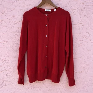 Lord & Taylor Cashmere Cardigan Sweater Red Size Large - Picture 1 of 6