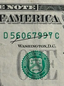 2017 Cleveland $1 Bill Green Inkwell Spill Triple Pair Double Stamped 6 Error - Picture 1 of 3
