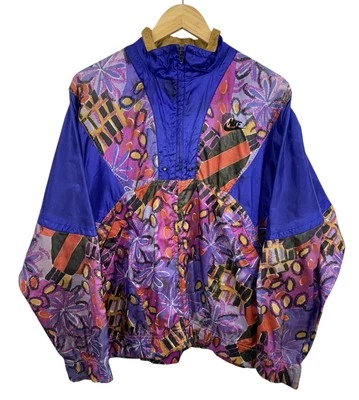 Vintage 90s Nike Elit Floral Multi Color Full Zip Windbreaker Jacket Sz XL RARE - Image 1 of 4