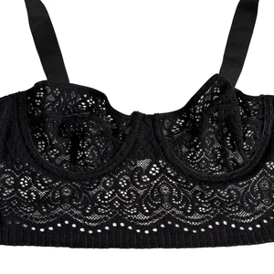 Free People Intimate Long Line BH 32 B transparent Spitze Goth Crop Top Bralette - Bild 1 von 7