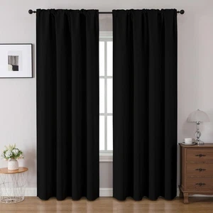 Blackout Curtains 90 inches Long 2 Panels Set for Bedroom, Black Rod Pocket R... - Bild 1 von 9