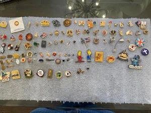 Large Mixed Lot Of 98 Collectible Pins Disney Simpsons Music Sports and States - Picture 1 of 12