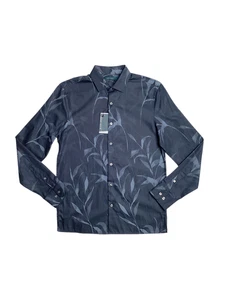 Perry Ellis Mens Button Down Floral Shirt  Dark Blue Medium - Picture 1 of 2