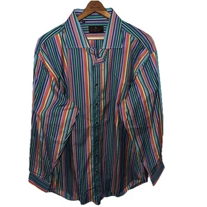 Etro Milano Colorful Striped Button Front Shirt Long Sleeve Size 46 US 2XL Italy - Picture 1 of 15