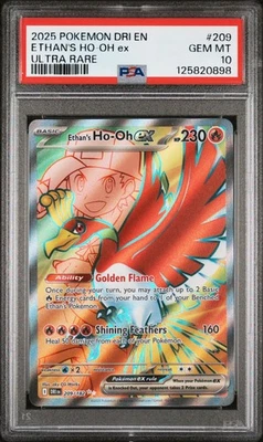 2025 POKEMON DRI EN-DESTINED RIVALS ULTRA RARE #209 ETHAN'S HO-OH EX PSA 10 - Image 1 of 2