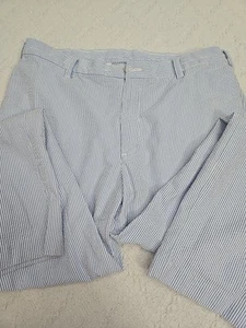 IZOD Mens Seersucker Blue/White Striped Pants Straight Leg Relaxed Classic 38X32 - Bild 1 von 7