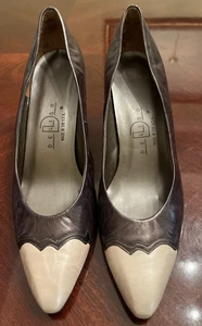 Vintage Deliso Womens Pumps Brown Bronze Ivory Size 8 1/2B Beautiful Made USA - Picture 1 of 16