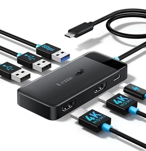 Station d'accueil double moniteur - Hub USB C 6 en 1 2*HDMI 6 EN 1 HDMI - Photo 1/11