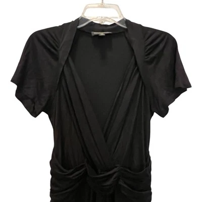 BANANA REPUBLIC Silk Midi Dress 2008 Holiday Waistband Deep V Neck Small Party - Image 1 of 4