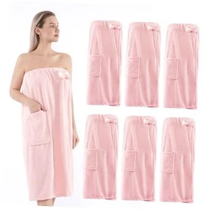 6 Pcs Spa Robe bath wrap towels for Women Waffle Spa Wraps with Pocket - Picture 1 of 7