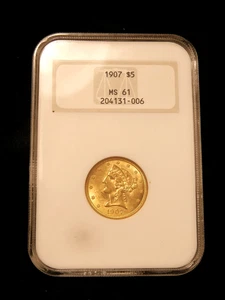 1907 $5 Liberty Head Gold Half Eagle - NGC MS61 Fattey Holder - Picture 1 of 4