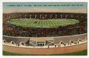 PC Yale Bowl Stadium Linen Postcard New Haven Conn 1943 Postcard - Picture 1 of 1