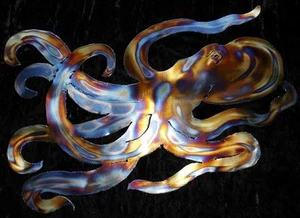 Arte de pared de metal OCTOPUS Tako artesanal océano marino vida marina casa de playa decoración - Imagen 1 de 1