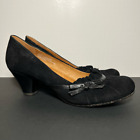 Womens NAYA Cailin Ruffle Black Leather Pump Heels / Size 9.5 Medium