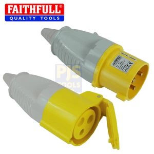 Faithfull power site 110v 32a site trailing spare plug or socket or set - Picture 1 of 4