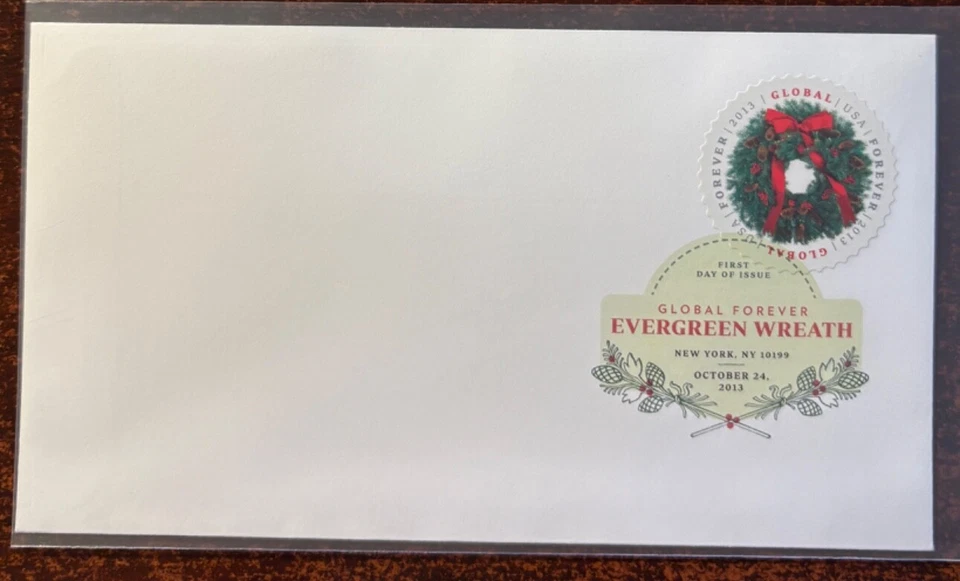 #4814 Evergreen Wreath Forever FDC with digital cancel - Image 1 of 1