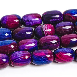 17X12MM Genuine Natural Blue Purple Agate Beads AA Drum Barrel Loose Beads 15" - Picture 1 of 3