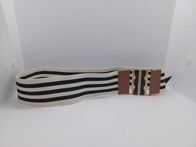 Cinturón Cintura Y2K Alta Elasticidad Cinturón Cintura Grueso Negro/Crema Rayas Talla XL Foto 1 de 4