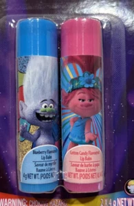 Trolls Duo Set Of Blueberry + Cotton Candy Flavored Lip Balm POPPY + GUY DIAMOND - Picture 1 of 7