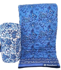 Indische handgefertigte Baumwolle Blumendruck Wendedecke Razai Quilt Winter K... - Bild 1 von 1