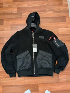Alpha Industries Bomberjacke CWU Zip Hoodie Teddy black schwarz Gr. XL - Bild 1 von 4
