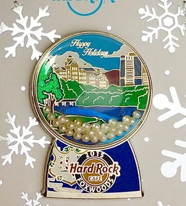 2015 HARD ROCK CAFE FOXWOODS HOLIDAY SNOW GLOBE SERIES GRAND PEQUOT HOTEL LE PIN - Picture 1 of 5