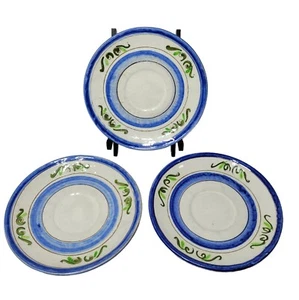 Stangl Pottery Blue Tulip Terra White 3 Three Plates Saucers Red Clay Green - Picture 1 of 20