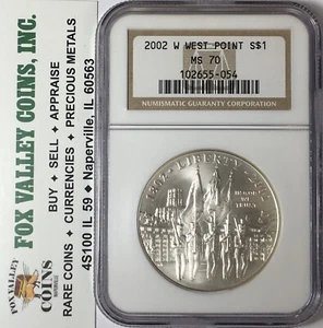 2002-W West Point Bicentennial Commemorative UNC. Silver Dollar MS70 NGC - 054! - Picture 1 of 4