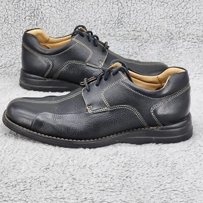 Oxfords masculinos Johnston Murphy 8 M couro preto casual trabalho sapatos sociais conforto - Imagem 1 de 4