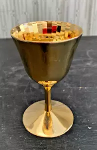 24K Gold Plated Metal Cordial or Aparitif Goblet with Faceted Interior - Picture 1 of 3