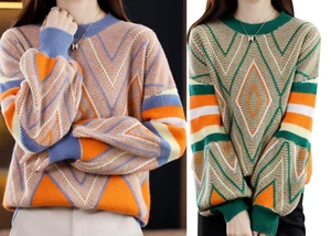 Suéter Pullover Informal Para Mujer Manga Larga Cuello Redondo Tejido Prendas para el torso - Imagen 1 de 4