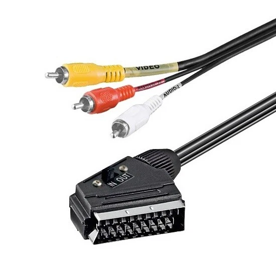 3m Kabel Adapter Scart Skart Stecker auf 3x Cinch Audio Video Composite 3 - Bild 1 von 1