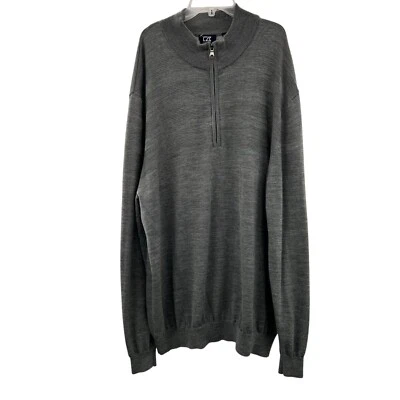 Cutter & Buck Men's 1/4 Zip Pullover Sweater Gray Long Sleeve Size 2XL Tall - Image 1 of 4