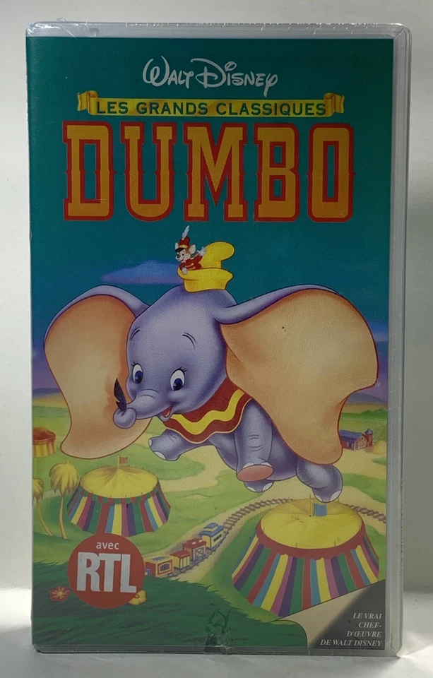*SEALED* Vintage VHS: Walt Disney - DUMBO - French Les Grands Classigues - RTL — 第 1/4 张图片