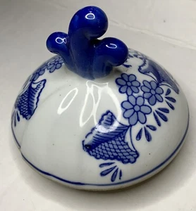Antique Chinese Blue & White Glaze Floral Temple Ginger Jar Lid Ming Dynasty - Picture 1 of 5