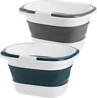 Coloch 2 Pack 16L/4.2 Gallon Collapsible Plastic Bucket, Blue and Gray 
